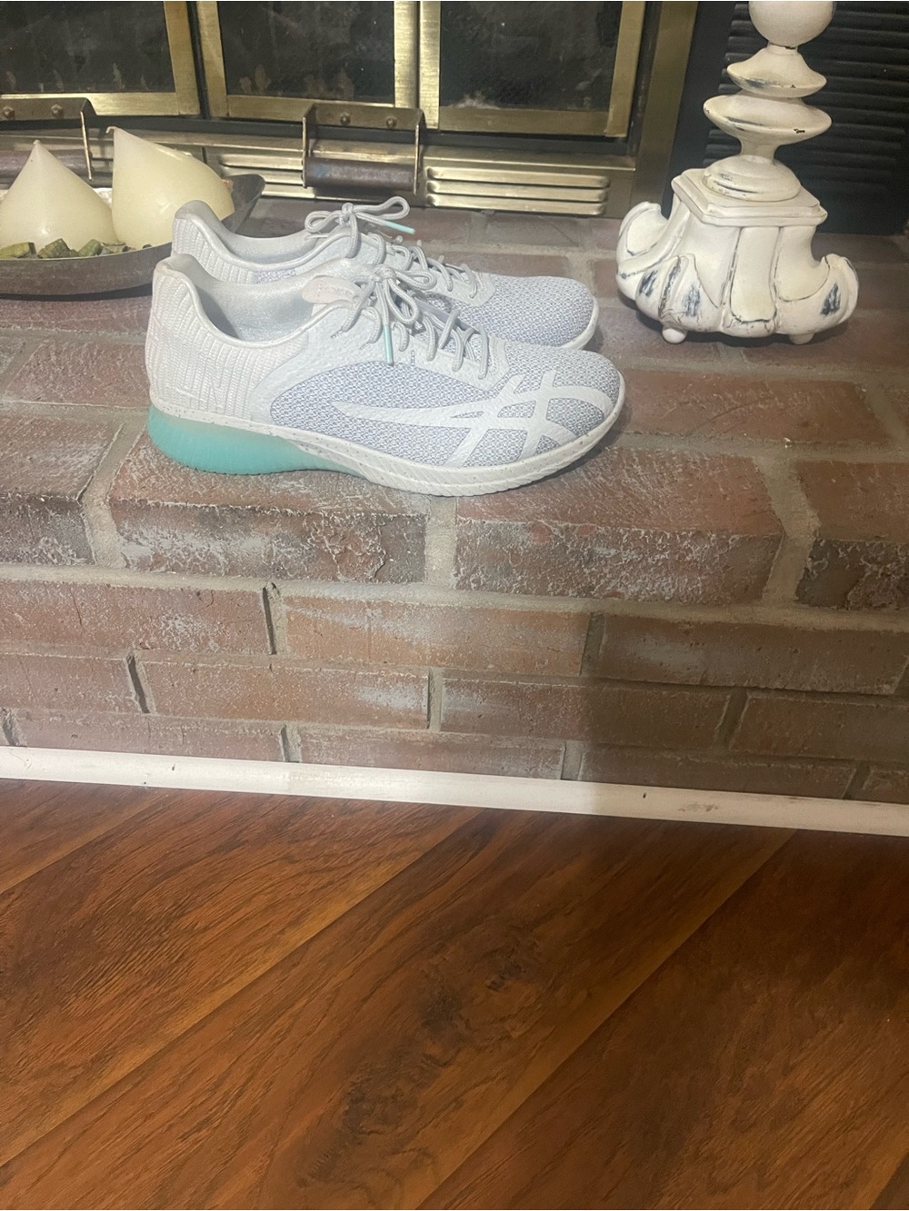 Asics White Sneakers with Mint Heel Accent